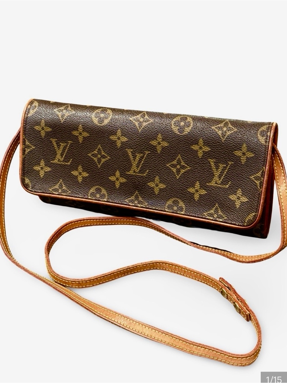 Authentic Louis Vuitton Pochette Twin GM Monogram Crossbody Clutch Bag Vintage